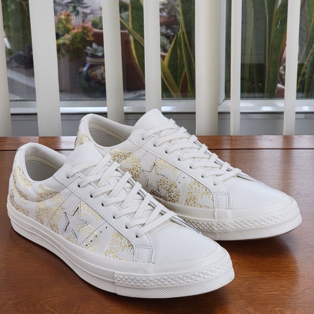 Converse One Star Ox Leather 159759C Egret / Gold Size 9 Men's Sneakers